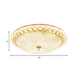 Modern Led Flush Ceiling Light With Textured Glass Bowl Crystal Accent In Gold - 12/16 Wide