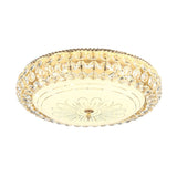 Contemporary Frosted Glass Led Ceiling Light With K9 Crystal In Gold - 12/16 Wide