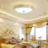 Modern Led Flush Light Fixture With Clear Crystal Accent And Frosted Glass In Gold