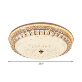 Modern Gold Flush Mount Ceiling Light With Opal Glass Led And Crystal Accent - 16/19.5 W Round For
