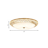 Contemporary Led Flush Mount Ceiling Light With Opal Glass Bowl And Crystal Accents - 12/16 Gold