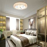 Golden Drum Flushmount Lighting: Modern Crystal And Glass Multi Light Ceiling Lamp (16/19.5 W) With