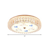 Golden Drum Flushmount Lighting: Modern Crystal And Glass Multi Light Ceiling Lamp (16/19.5 W) With