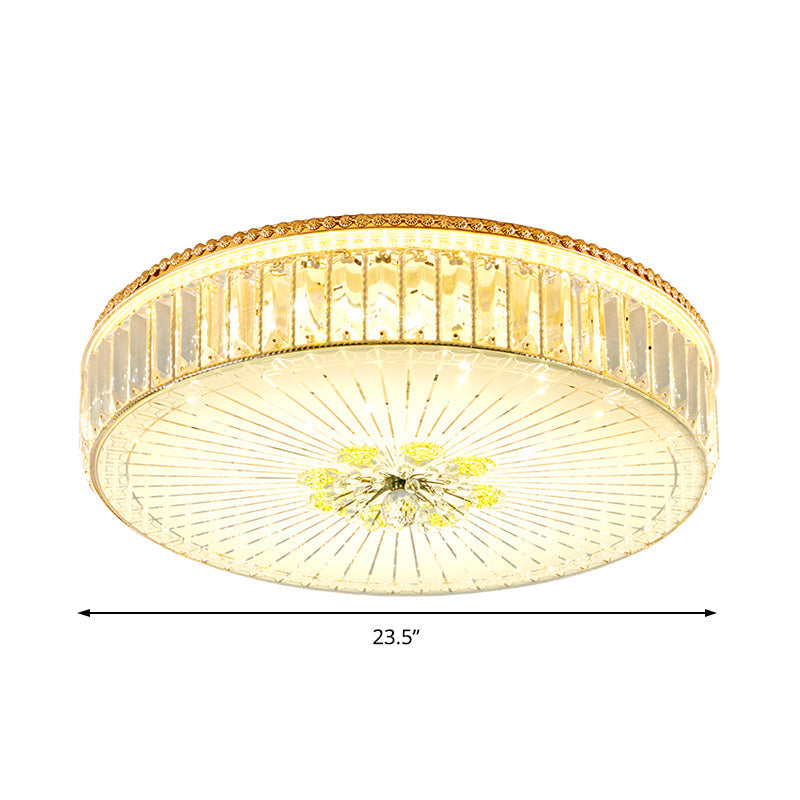 Modern Gold Flush Mount Ceiling Light Fixture - Clear Crystal Circular Design Multiple Sizes Glass