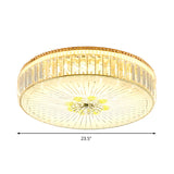 Modern Gold Flush Mount Ceiling Light Fixture - Clear Crystal Circular Design Multiple Sizes Glass