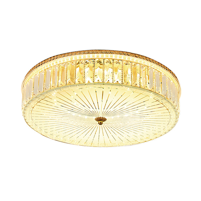 Modern Gold Flush Mount Ceiling Light Fixture - Clear Crystal Circular Design Multiple Sizes Glass