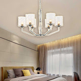 Sleek Glass Up Chandelier 6/8-Light Ceiling Lighting Fixture In Chrome 6 /