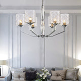 Sleek Glass Up Chandelier 6/8-Light Ceiling Lighting Fixture In Chrome