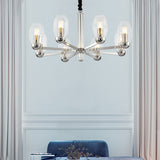 Modern Glass Candle Chandelier With Chrome Finish - 6 Head Pendant Light Fixture