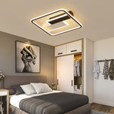 Modern Acrylic Led Flush Mount Ceiling Lamp - Black Warm/White Light 19.5’/37.5