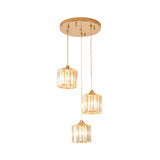 Gold Crystal Prism Pendant Light: Modern Stylish 3-Light Fixture