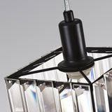 Contemporary Black Crystal Pendant Lamp - Cubic Dining Room Ceiling Light