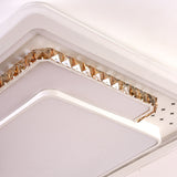 Geometric Crystal Led Ceiling Light For Living Room: Minimal Rectangle Flush Mount With Leaf Pattern