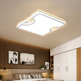 Modern Rectangular/Square Acrylic Flush Ceiling Light Led Lamp In Black/White Warm/White