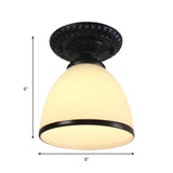 Industrial Black Semi Flush Ceiling Light With Milky Glass Shade Perfect For Gallery