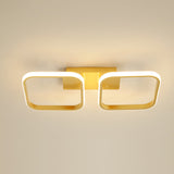 21.5/31/41 L Square Semi Flush Acrylic Lamp Black/Gold Led Ceiling Mount Warm/White Light