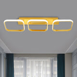21.5/31/41 L Square Semi Flush Acrylic Lamp Black/Gold Led Ceiling Mount Warm/White Light Gold / 31