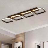 21.5/31/41 L Square Semi Flush Acrylic Lamp Black/Gold Led Ceiling Mount Warm/White Light