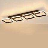 21.5/31/41 L Square Semi Flush Acrylic Lamp Black/Gold Led Ceiling Mount Warm/White Light