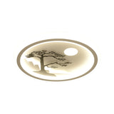 Modern Acrylic Led Ceiling Fixture: Square/Round Flush Mount With White Finish And Bird/Tree Pattern