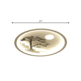 Modern Acrylic Led Ceiling Fixture: Square/Round Flush Mount With White Finish And Bird/Tree Pattern