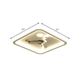 Modern Acrylic Led Ceiling Fixture: Square/Round Flush Mount With White Finish And Bird/Tree Pattern