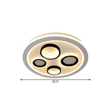 Circular Modernist Led Black Ceiling Light Fixture For Bedroom 16.5/20.5 Diameter