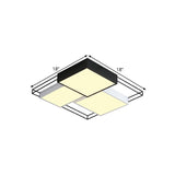 Nordic Metal Led Ceiling Lamp In Black And White - Square Flush Design 18’/21.5’ Width