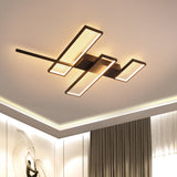 Sleek Black/Gold Rectangle Semi Flush Led Ceiling Light - 19/27.5/35.5 L Easy-To-Install Metal