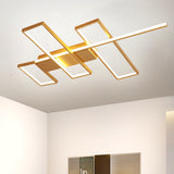 Sleek Black/Gold Rectangle Semi Flush Led Ceiling Light - 19/27.5/35.5 L Easy-To-Install Metal