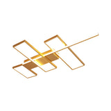 Sleek Black/Gold Rectangle Semi Flush Led Ceiling Light - 19/27.5/35.5 L Easy-To-Install Metal