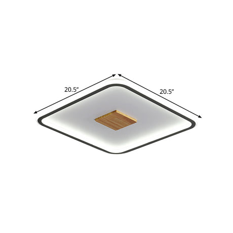 Modernist Metallic Ultrathin Square Ceiling Lamp In Black-White With Led Flush Mount Fixture