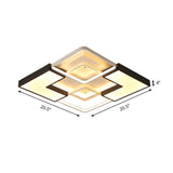 Contemporary Metal Led Ceiling Light Fixture For Living Room - Black Rectangular/Square Flush