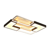 Contemporary Metal Led Ceiling Light Fixture For Living Room - Black Rectangular/Square Flush Design