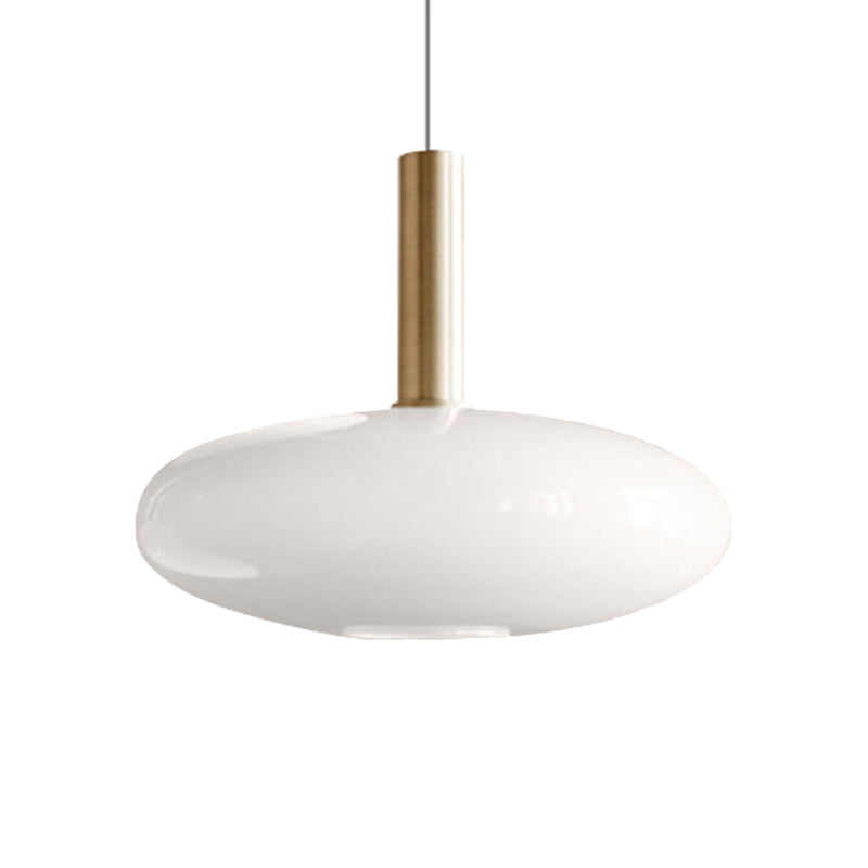 Modern White Glass Pendant Light With Brass Led: Globe/Ellipsoid/Dome Design / Dome
