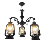 Modern Clear Glass 3-Light Industrial Pendant Chandelier - Black/Silver/Red Kitchen Lighting