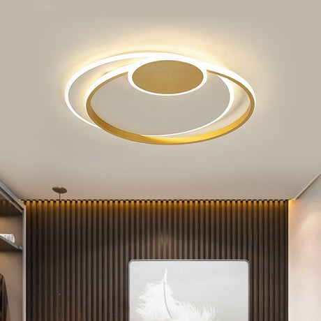 Minimalist Led Gold Flush Mount Lamp - Metallic Shade Warm/White Light 16.5/20.5 W / 16.5 Warm