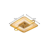 16.5’/20.5’ Gold Metal Led Square Parlor Flushmount: Contemporary Close To Ceiling Lamp With