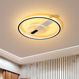 Black/Gold Led Semi-Flush Mount Acrylic Ceiling Lamp In Warm/White Light 16.5/20.5 Width