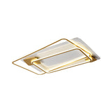 Sleek Metallic Led Ceiling Lamp For Living Room - Rectangle Semi Flush Mount