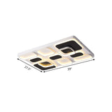 Modern Minimalist Square Flush Ceiling Light In Black Acrylic Shade Led 21.5/27.5 Width Perfect For