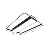 Nordic Led Rectangular Ceiling Light With Acrylic Shade - White/Black Flush Mount For Bedroom