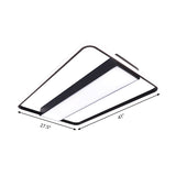 Nordic Led Rectangular Ceiling Light With Acrylic Shade - White/Black Flush Mount For Bedroom
