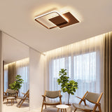 Modern Square Acrylic Led Flush Ceiling Light Fixture In White/Brown With Warm/White/Natural Brown /