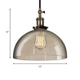 Clear Glass Pendant Light With Brass Dome Fixture - 1 Ceiling For Dining Room