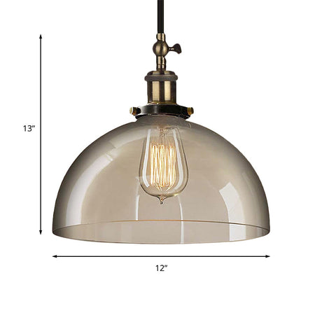 Clear Glass Pendant Light With Brass Dome Fixture - 1 Ceiling For Dining Room