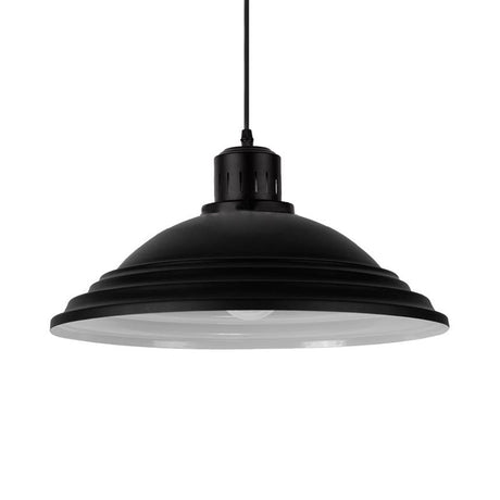 Vintage Bowl Pendant Light - 1 Head Metal Ceiling Lamp With Fluted Design In Black For Balcony / B