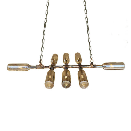 Blue/Amber Vintage Style Glass Bottle Chandelier Pendant Light With 8 Heads For Stairway