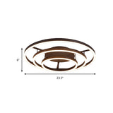 Contemporary White Led Flush Ceiling Light - 3/4 Rings Acrylic Coffee Flushmount Lamp