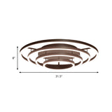 Contemporary White Led Flush Ceiling Light - 3/4 Rings Acrylic Coffee Flushmount Lamp